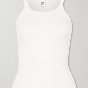 Re/Done White Ribbed Tank Top